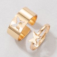 Nihaojewelry Wholesale Jewelry Simple Butterfly Stitching Couple Opening Adjustable Ring 2-piece Set sku image 1