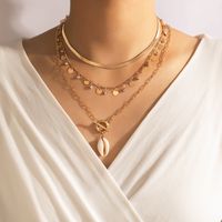 Nihaojewelry Wholesale Jewelry Bohemian Golden Disc Tassel Shell Pendant Multi-layer Necklace main image 1