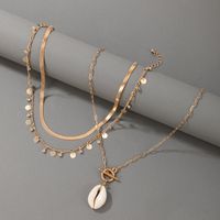 Nihaojewelry Wholesale Jewelry Bohemian Golden Disc Tassel Shell Pendant Multi-layer Necklace main image 5