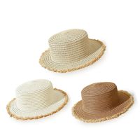 Wholesale Simple Pure Color Raw Edge Straw Hat Nihaojewelry main image 6