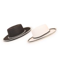 Wholesale Fashion Wide-brimmed Pearl-rim Flat Straw Hat Nihaojewelry main image 3