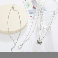 Wholesale Jewelry Retro Moon Butterfly Heart Pendant Necklace 3-piece Set Nihaojewelry main image 3