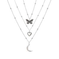 Wholesale Jewelry Retro Moon Butterfly Heart Pendant Necklace 3-piece Set Nihaojewelry main image 6