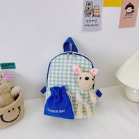Wholesale Children's Plaid Bunny Doll Backpack Nihaojewelry sku image 1