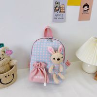 Wholesale Children's Plaid Bunny Doll Backpack Nihaojewelry sku image 4