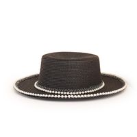Wholesale Fashion Wide-brimmed Pearl-rim Flat Straw Hat Nihaojewelry sku image 1