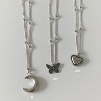 Wholesale Jewelry Retro Moon Butterfly Heart Pendant Necklace 3-piece Set Nihaojewelry sku image 1