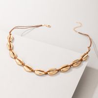 Nihaojewelry Wholesale Jewelry New Style Bohemian Golden Shell Stitching Rope Necklace main image 4