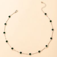 Nihaojewelry Wholesale Jewelry Fashion Green Rhinestone Short Single-layer Necklace main image 3