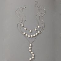 Nihaojewelry Wholesale Jewelry New Bohemian Pearl Stitching Pendant Three-layer Necklace main image 3