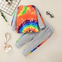 Wholesale Cartoon Letter Tie-dye Pullover Sweather Trousers Two-piece Suit Nihaojewelry main image 5