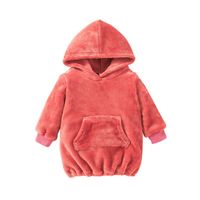 2021 Autumn And Winter Solid Color Plush Hooded Jacket Infant Pullover Fashion Children's Clothing In Stock Wholesale main image 6
