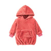 2021 Autumn And Winter Solid Color Plush Hooded Jacket Infant Pullover Fashion Children's Clothing In Stock Wholesale sku image 1