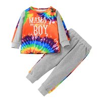 Wholesale Cartoon Letter Tie-dye Pullover Sweather Trousers Two-piece Suit Nihaojewelry sku image 2