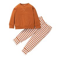 Nihaojewelry Suéter De Jersey Para Niños Pantalones A Rayas Conjunto De Dos Piezas Al Por Mayor sku image 5