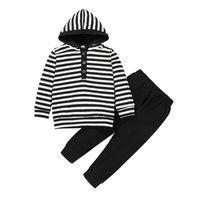 Nihaojewelry Children's Hooded Pullovers Striped Trousers Two-piece Set Wholesale sku image 4