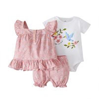 Vente En Gros Imprimé Barboteuse À Manches Courtes Pour Enfants Short Une Pièce Costume Trois Pièces Nihaojewelry sku image 3