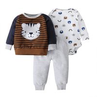 Wholesale Cartoon Dragon Long-sleeved Children's Sweater Striped Romper Trousers Three-piece Set Nihaojewelry sku image 8