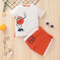 Children's Clothing Summer Korean Style 2021 Children's Exercise Jersey Suit Fashion Short Sleeve T-shirt Shorts Two-piece Suit sku image 2