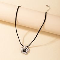 Nihaojewelry Wholesale Jewelry Fashion Silver Big Flower Pendant Black Rope Necklace main image 5