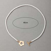 Nihaojewelry Wholesale Jewelry New Simple Pearl Chain Golden Flower Pendant Necklace main image 5