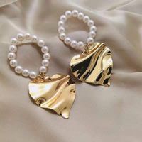 Nihaojewelry Gros Bijoux En Métal Simple Coeur Perle Grandes Boucles D'oreilles main image 6