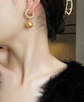 Nihaojewelry Wholesale Jewelry Simple Retro Pearl Pendent C-shaped Earrings main image 6