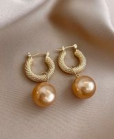 Nihaojewelry Wholesale Jewelry Simple Retro Pearl Pendent C-shaped Earrings sku image 1