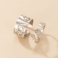 Wholesale Fashion Letter Love Hollow Stitching Couple Ring 2-piece Set Nihaojewelry main image 1