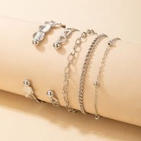 Nihaojewelry Bijoux En Gros Coréen Nouveau Bracelet De Chaîne En Alliage Coeur Argent Ensemble De 5 Pièces main image 3