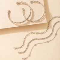 Nihaojewelry Bijoux En Gros Coréen Nouveau Bracelet De Chaîne En Alliage Coeur Argent Ensemble De 5 Pièces main image 5