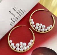 Nihaojewelry Wholesale Jewelry Simple C-shaped Inlaid Pearl Large Earrings main image 1