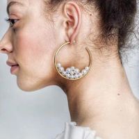 Nihaojewelry Bijoux En Gros Simples Boucles D&#39;oreilles En Perles Incrustées En Forme De C main image 3