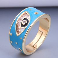 Nihaojewelry Großhandel Schmuck Einfacher Echt Vergoldeter Eingelegter Zirkon Kontrastfarbe Teufelsauge Ring main image 1