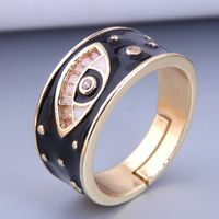 Nihaojewelry Wholesale Jewelry Simple Real Gold Plated Inlaid Zircon Contrast Color Devil's Eye Ring main image 6