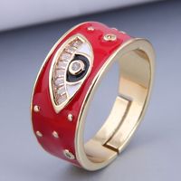 Nihaojewelry Wholesale Jewelry Simple Real Gold Plated Inlaid Zircon Contrast Color Devil's Eye Ring sku image 4