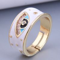 Nihaojewelry Wholesale Jewelry Simple Real Gold Plated Inlaid Zircon Contrast Color Devil's Eye Ring sku image 1