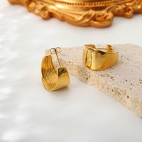 C Shape Plating Stainless Steel Gold Plated Earrings main image 1