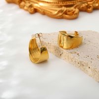 C Shape Plating Stainless Steel Gold Plated Earrings main image 2