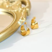 C Shape Plating Stainless Steel Gold Plated Earrings main image 4