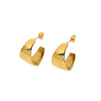 C Shape Plating Stainless Steel Gold Plated Earrings main image 5