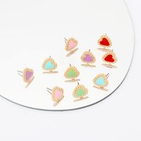 Wholesale Jewelry Color Heart Dripping Earrings Nihaojewelry main image 3