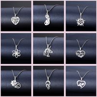 Cross-border Sold Jewelry Supply Personality Stainless Steel Flower Heart Clavicle Chain Necklace Female Geometric Accessories Pendant Wholesale main image 1