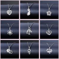 Cross-border Sold Jewelry Supply Personality Stainless Steel Flower Heart Clavicle Chain Necklace Female Geometric Accessories Pendant Wholesale main image 2