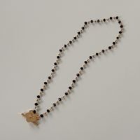 Wholesale Jewelry Black Crystal Glass Bead Chain Flower Pendant Ot Buckle Necklace Nihaojewelry main image 3