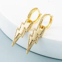 Nihaojewelry Bijoux En Gros Croix De Foudre Coréenne Boucles D&#39;oreilles En Zircon Incrusté De Cuivre Plaqué Or main image 3