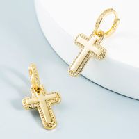 Nihaojewelry Wholesale Jewelry Korean Lightning Cross Copper Gold-plated Inlaid Zircon Earrings main image 5