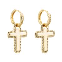 Nihaojewelry Wholesale Jewelry Korean Lightning Cross Copper Gold-plated Inlaid Zircon Earrings main image 6