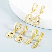 Wholesale Bijoux Creux Dauphin Hippocampe Crabe Cuivre Zircon Boucles D&#39;oreilles Nihaojewelry main image 1