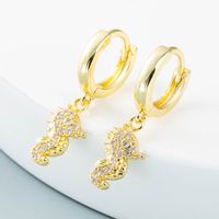 Wholesale Bijoux Creux Dauphin Hippocampe Crabe Cuivre Zircon Boucles D&#39;oreilles Nihaojewelry main image 3